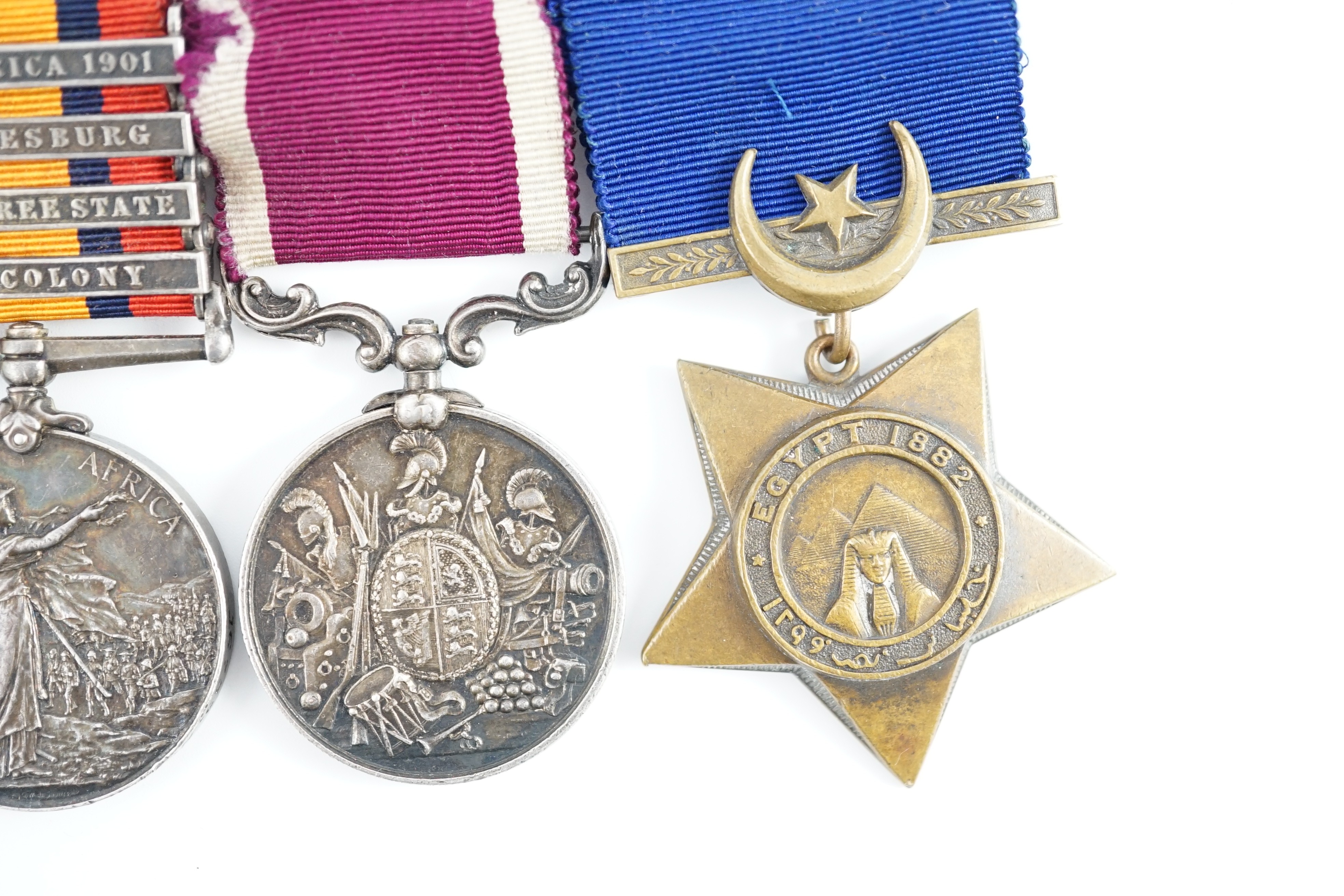 A Victorian Egypt / South Africa campaigns group of medals to 16739 Sergt. F.J. Allan, Royal Engineers